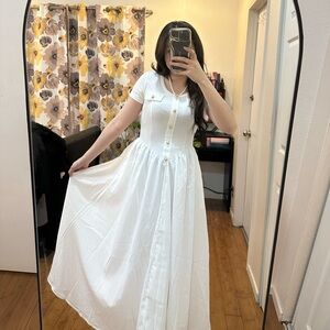 Elegant White Button-Down Dress